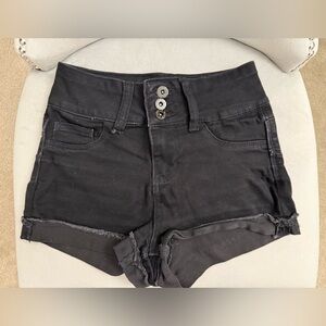Kids Black High-Waisted Shorts